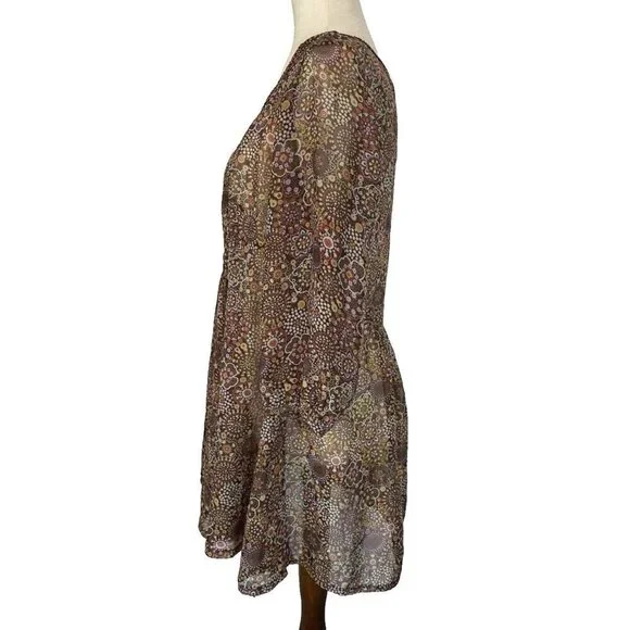 American Rag Cie Womens Top Sheer Floral Blouse Boho Fairy Coquette Cottage Sz M - Picture 10 of 13